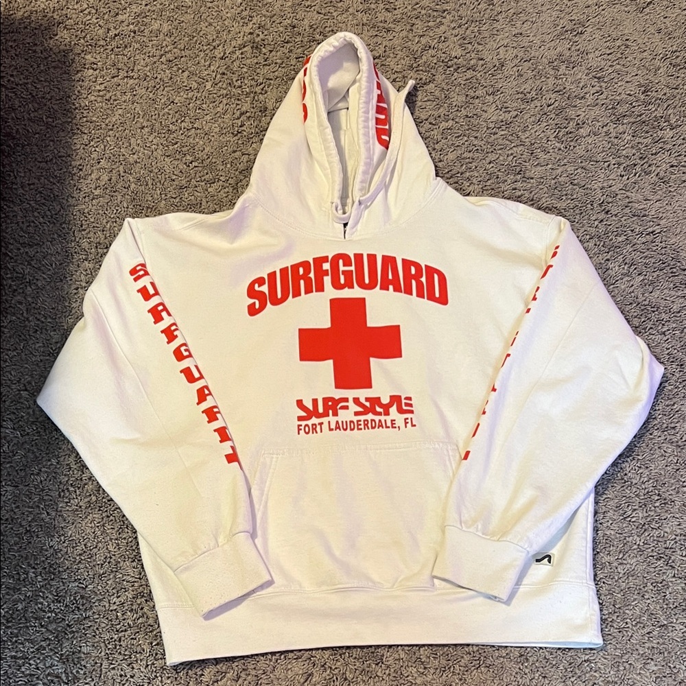 Surf Style White and Red Hoodie